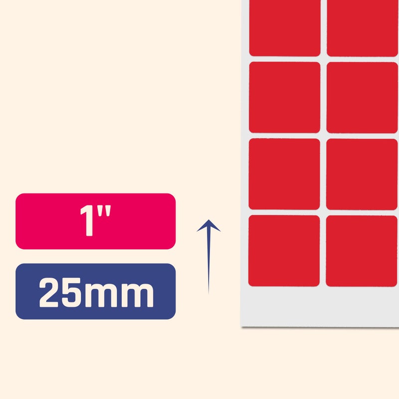 TownStix 1200 Pieces, 1 inch - Colored Square Shape Stickers Labels - 10 Colors - Image 3